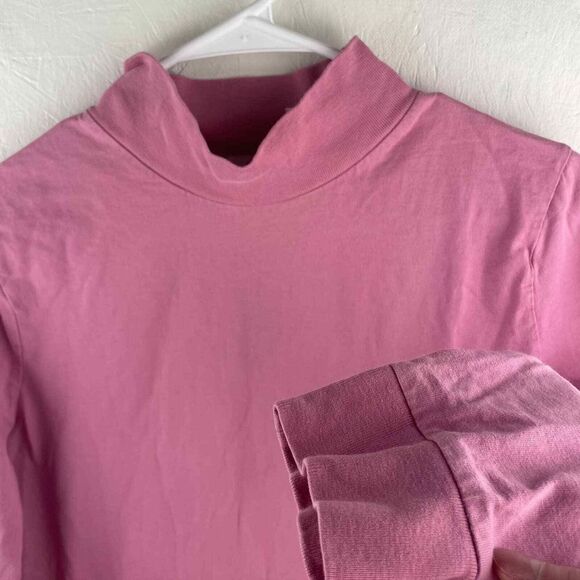 Vintage Only Necessities Pink 100% Cotton Mock Neck Long Sleeve Shirt Size M - Picture 8 of 9